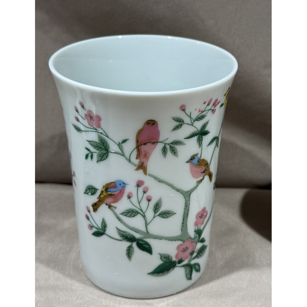 Vtg Jakson Midcentury Tropical Birds Toothbrush Holder Soap Dish Cup Tree Floral - Picture 3 of 15